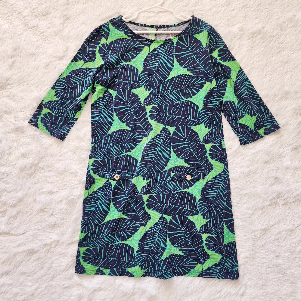 Lilly‎ Pulitzer Girls Green Carol Shift Dress Under the Palms Print